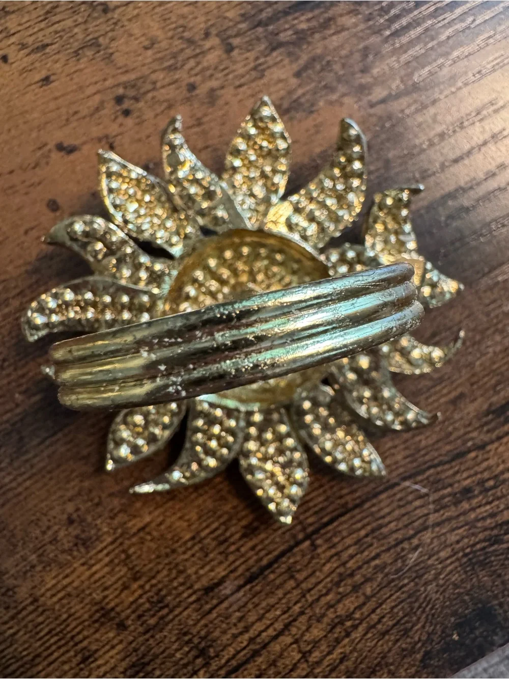 Tahari Home Sunflower Rhinestone Napkin Rings, Unboxed, Fall Thanksgiving